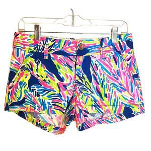 Lilly Pulitzer The Walsh Blue, Pink, & Green Summer Short in Indigo Palm Print